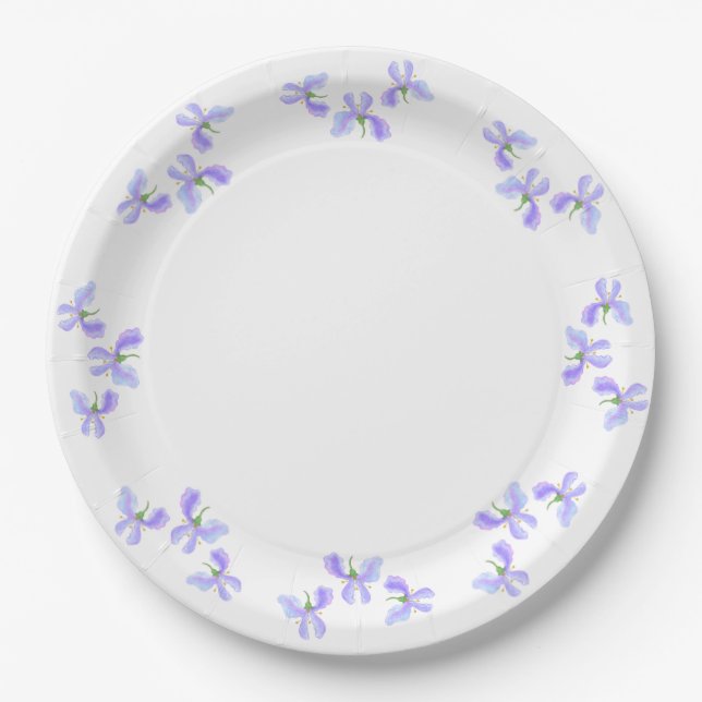 Small Iris Flowers Paper Plates (Front)