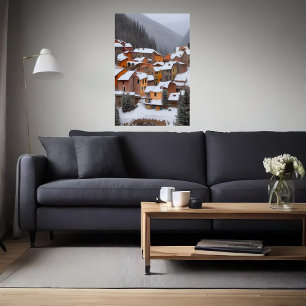 Small Italian village in the mountain   AI Art Poster