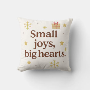 Small Joys, Big Hearts – Minimalist Holiday Throw Throw Pillow