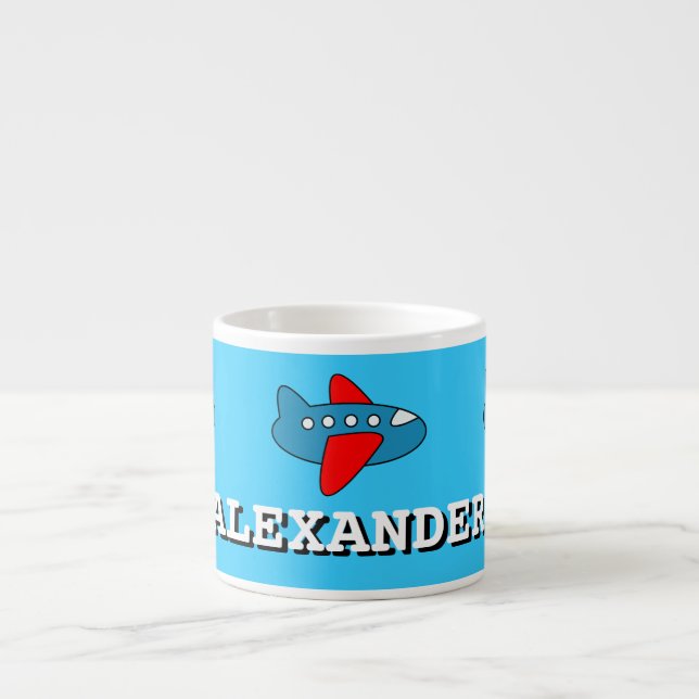 Small kids mug | personalized name and toy plane (Front)