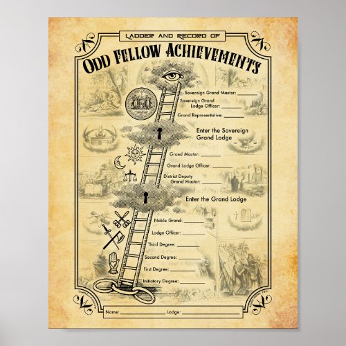 Small Ladder and Record of Odd Fellow Achievements Poster
