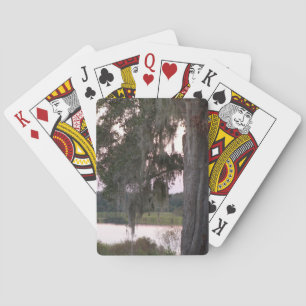 Small lake and moss covered trees poker cards