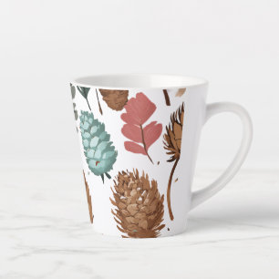 Small Latte Mug, 12 oz - Pine Cone Design Mug