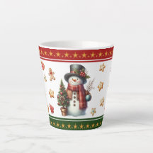 Small Latte Mug with Snowman and Christmas Cookies