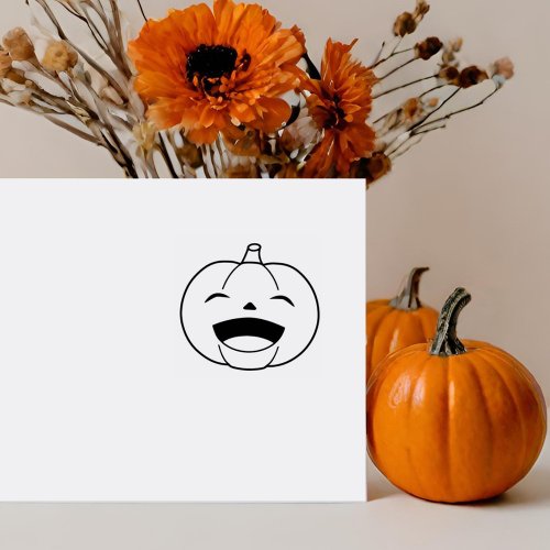 Small Laughing Halloween Pumpkin 1x1 Rubber Stamp