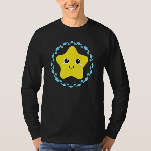 Small laughing lovely starfish in fish circle 1 T-Shirt (Front)