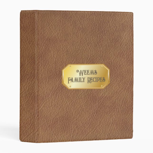 Small Leather-Look Engraved Personalized Cookbook Mini Binder (Front/Spine)