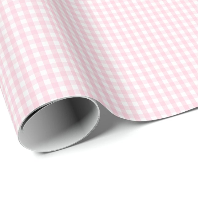 Small Light Pink and White Gingham Wrapping Paper (Roll Corner)