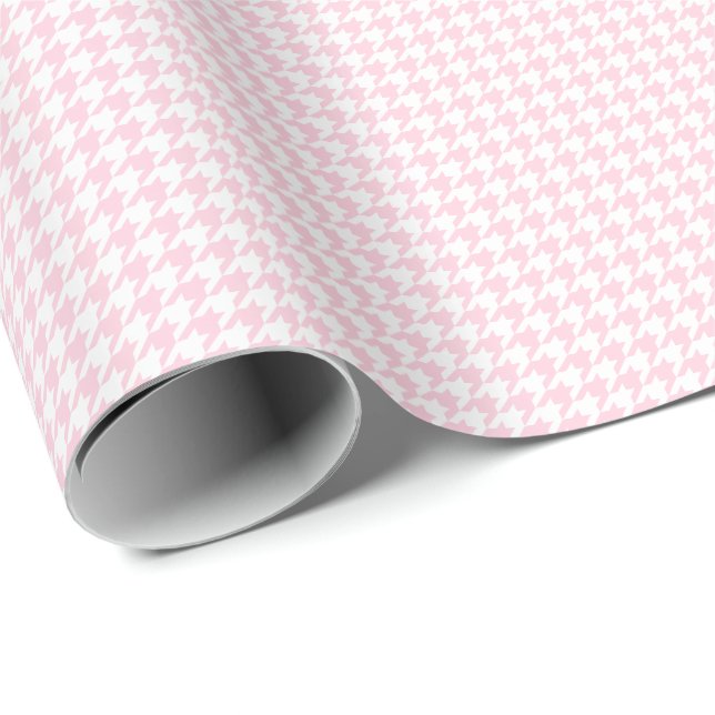 Small Light Pink and White Houndstooth Wrapping Paper (Roll Corner)