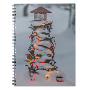 Small Lighthouse Decorated for Christmas Notebook