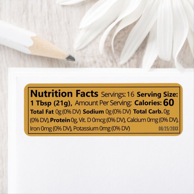 Small Linear Honey Nutrition Facts Amber Label (Insitu)