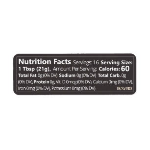 Small Linear Honey Nutrition Facts Dark Grey Label