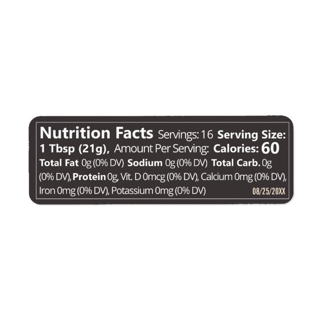 Small Linear Honey Nutrition Facts Dark Grey Label (Front)
