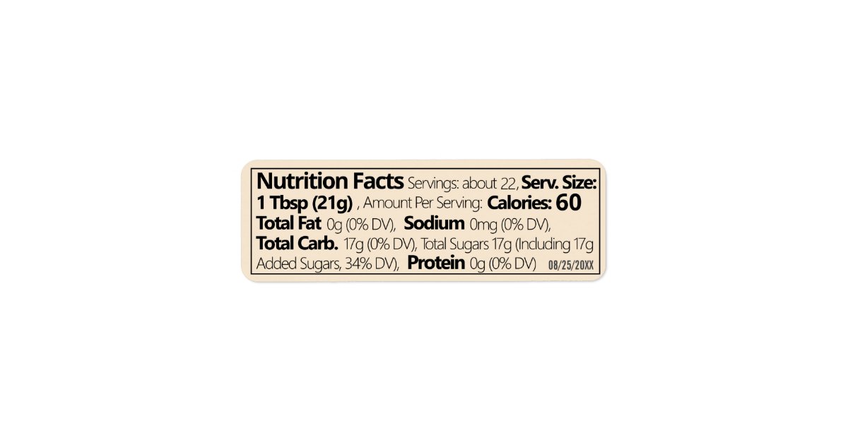 Small Linear Honey Nutrition Facts Warm White Label | Zazzle
