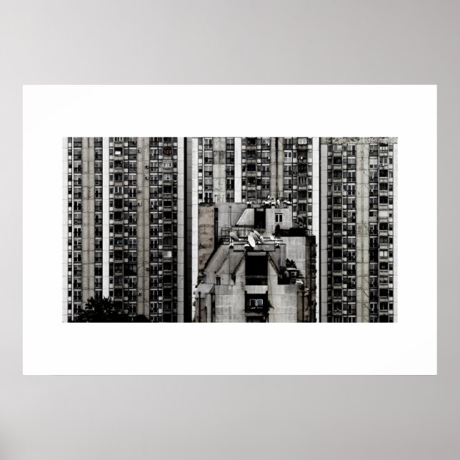 Small Living Boxes of Gray Apartment Buildings Poster (Front)