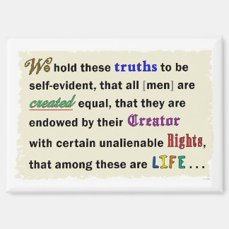 Small magnet with a declaration.