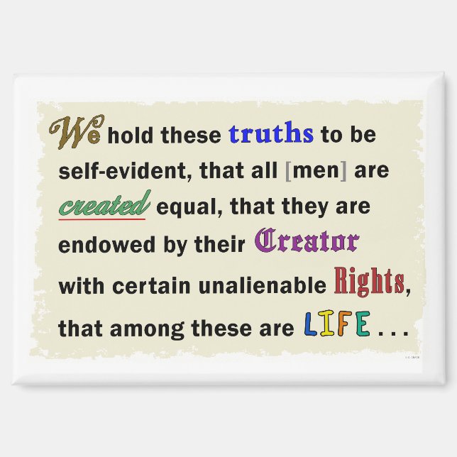 Small magnet with a declaration. (Front)