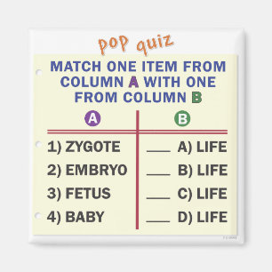 Small magnet with a quiz.