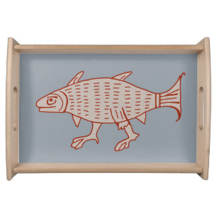 Small Medieval Walking Fish Natural Serving Tray