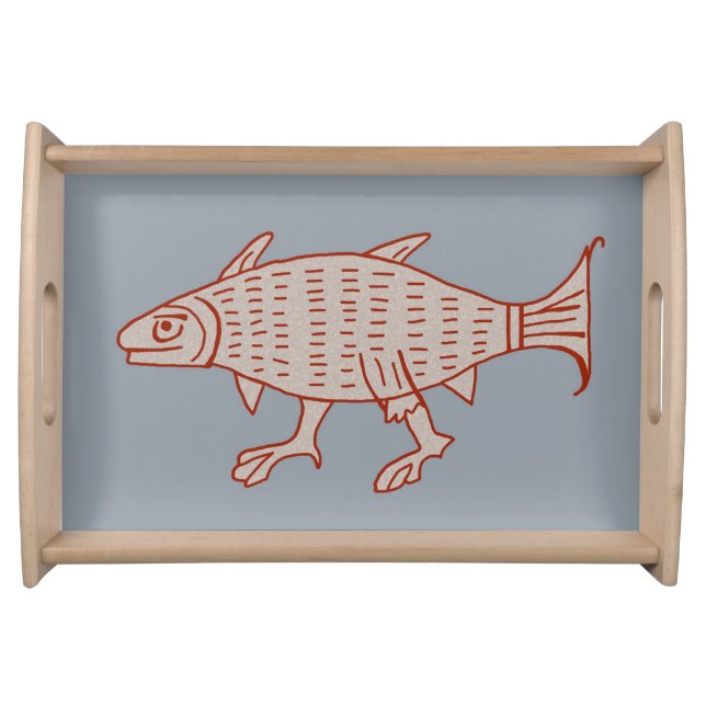 Small Medieval Walking Fish Natural Serving Tray (Front)