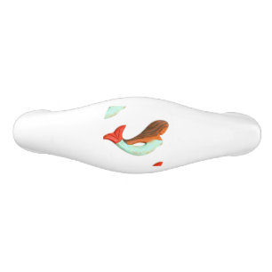 small  mermaid swimming ceramic drawer pull
