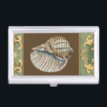 Small Mermaid's Shells Business Card Case<br><div class="desc">Charikilia Zarris is a talented artist know for her ocean artwork. Her images are peaceful and calm relaxing you with every picture. Get this nautical piece of artwork with a Conch Shell being the center of it all,  bordered with decorative and a beautiful floral pattern.</div>