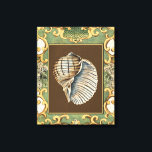 Small Mermaid's Shells Canvas Print<br><div class="desc">Charikilia Zarris is a talented artist know for her ocean artwork. Her images are peaceful and calm relaxing you with every picture. Get this nautical piece of artwork with a Conch Shell being the center of it all,  bordered with decorative and a beautiful floral pattern.</div>