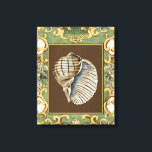 Small Mermaid's Shells Canvas Print<br><div class="desc">Charikilia Zarris is a talented artist know for her ocean artwork. Her images are peaceful and calm relaxing you with every picture. Get this nautical piece of artwork with a Conch Shell being the center of it all,  bordered with decorative and a beautiful floral pattern.</div>