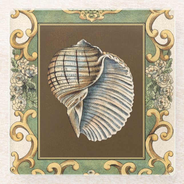 Small Mermaid's Shells Glass Coaster (Front)