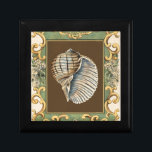 Small Mermaid's Shells Jewelry Box<br><div class="desc">Charikilia Zarris is a talented artist know for her ocean artwork. Her images are peaceful and calm relaxing you with every picture. Get this nautical piece of artwork with a Conch Shell being the center of it all,  bordered with decorative and a beautiful floral pattern.</div>
