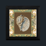 Small Mermaid's Shells Jewelry Box<br><div class="desc">Charikilia Zarris is a talented artist know for her ocean artwork. Her images are peaceful and calm relaxing you with every picture. Get this nautical piece of artwork with a Conch Shell being the center of it all,  bordered with decorative and a beautiful floral pattern.</div>