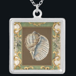 Small Mermaid's Shells Silver Plated Necklace<br><div class="desc">Charikilia Zarris is a talented artist know for her ocean artwork. Her images are peaceful and calm relaxing you with every picture. Get this nautical piece of artwork with a Conch Shell being the center of it all,  bordered with decorative and a beautiful floral pattern.</div>