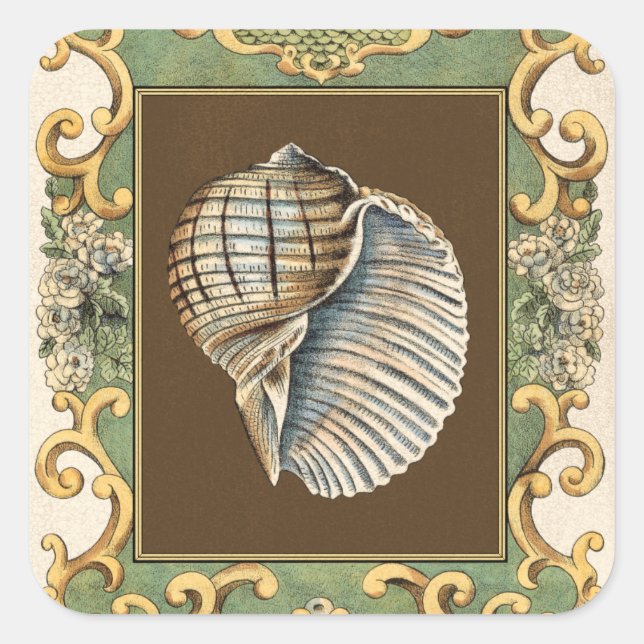 Small Mermaid's Shells Square Sticker (Front)