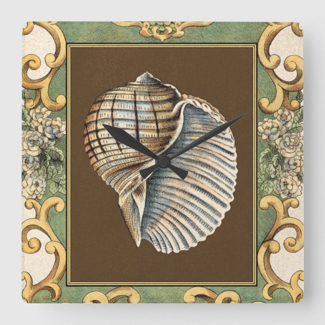 Small Mermaid's Shells Square Wall Clock (Front)