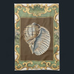 Small Mermaid's Shells Towel<br><div class="desc">Charikilia Zarris is a talented artist know for her ocean artwork. Her images are peaceful and calm relaxing you with every picture. Get this nautical piece of artwork with a Conch Shell being the center of it all,  bordered with decorative and a beautiful floral pattern.</div>