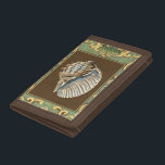 Small Mermaid's Shells Tri-fold Wallet<br><div class="desc">Charikilia Zarris is a talented artist know for her ocean artwork. Her images are peaceful and calm relaxing you with every picture. Get this nautical piece of artwork with a Conch Shell being the center of it all,  bordered with decorative and a beautiful floral pattern.</div>