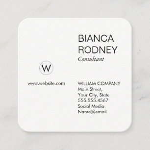 Small Monogram / Classic Executive Square Business Card