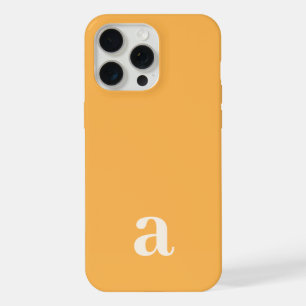 Small Monogram Letter Yellow-Orange Minimalist iPhone 15 Pro Max Case