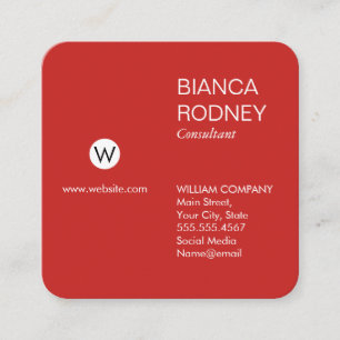 Small Monogram (Red / Black) Square Business Card