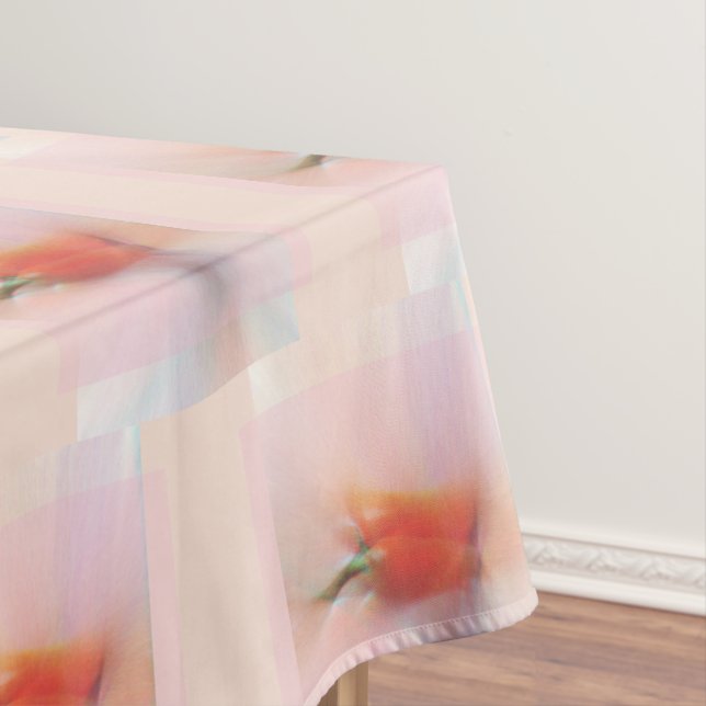 Small Motif Abstract Red Pepper Pattern Pink Peach Tablecloth (In Situ)