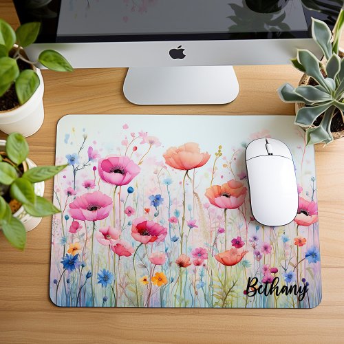 Small Mousepad Watercolor Of Wildflowers  Mouse Pad