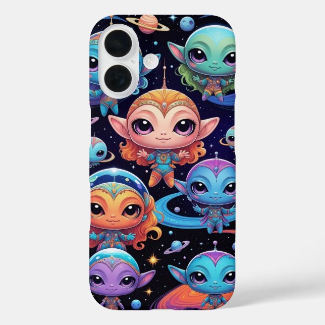 Small Multi-Coloured Aliens in Space Case-Mate iPhone Case (Back)