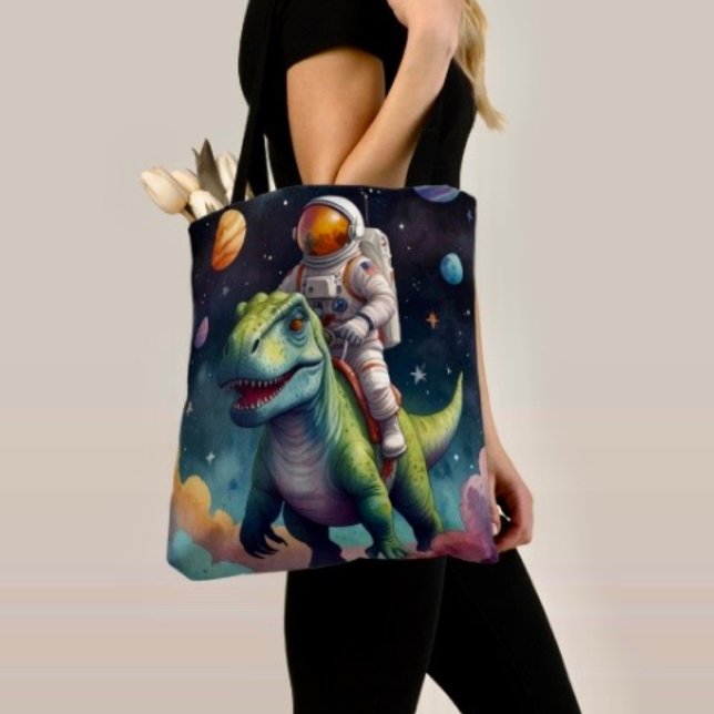 Small Multi-Coloured Aliens in Space Tote Bag (Tote Bag — 100% polyester, black laminated lining 100% cotton web hand. Made in the USA.
)