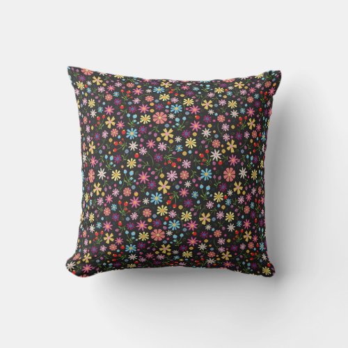 small multicolored flower throw pillow