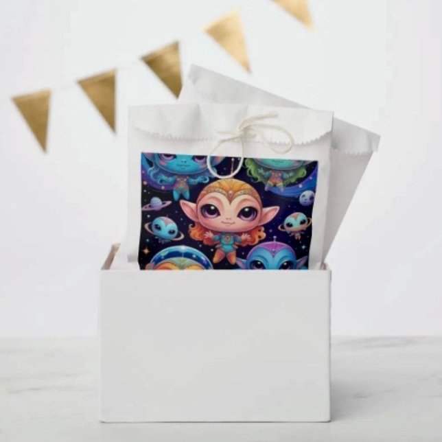 Small Multicoloured Aliens in Space Favor Bag (Creator Uploaded)
