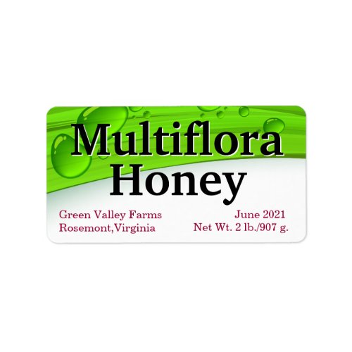 Small Multiflora Honey Jar Food Label