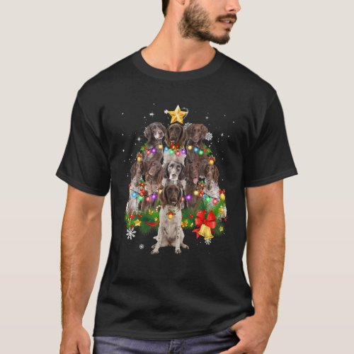 Small Munsterlander Christmas Dog Tree Lights T_Shirt