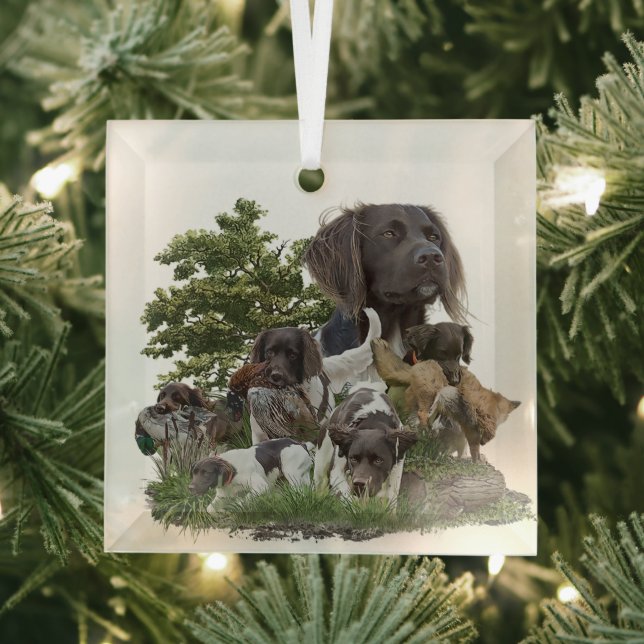 Small Munsterlander   Glass Ornament (Insitu)