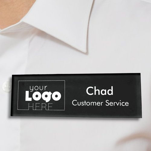 Small Name Badge Magnet Logo Employee Staff Black