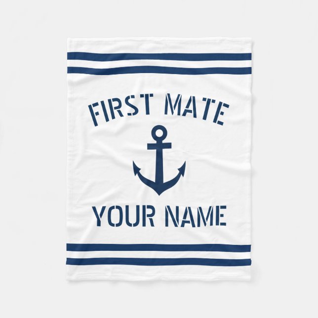 Small nautical fleece blanket for first mate crew (Front)